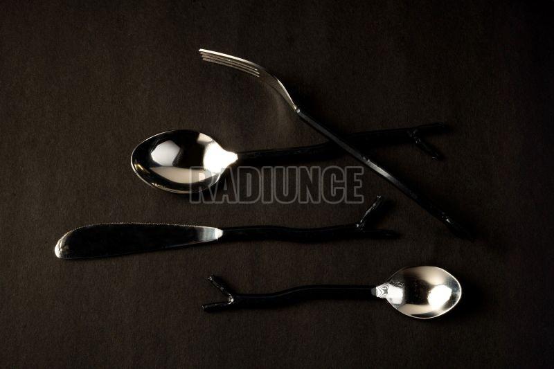 1060 Stainless Steel with Black Powder Coated Cutlery Set of 4 Pcs