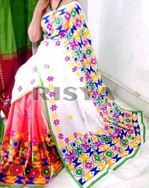 Handloom Cotton Silk Embroidered Saree