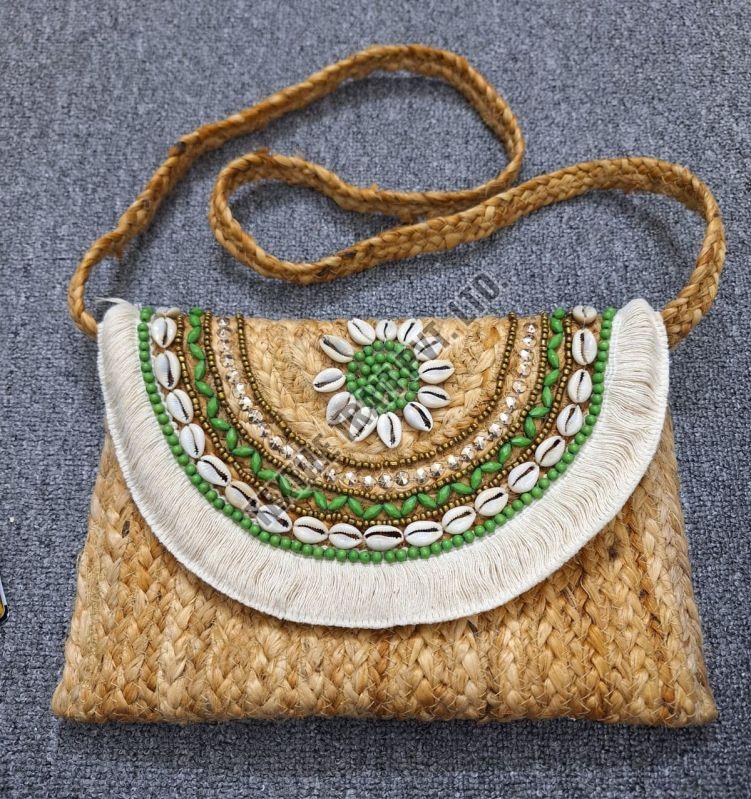 Embroidery Ladies Jute Sling Bag