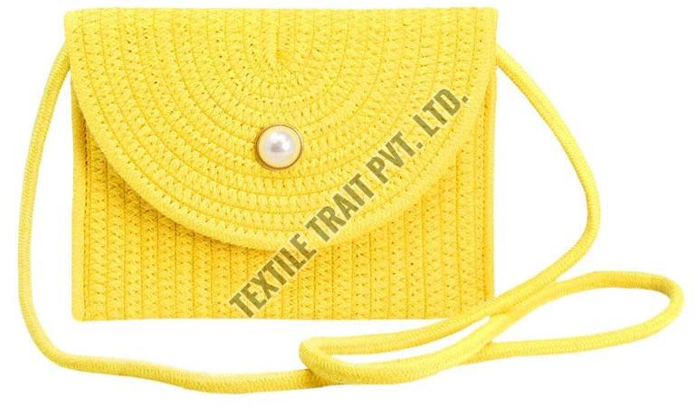 Ladies Yellow Jute Sling Bag