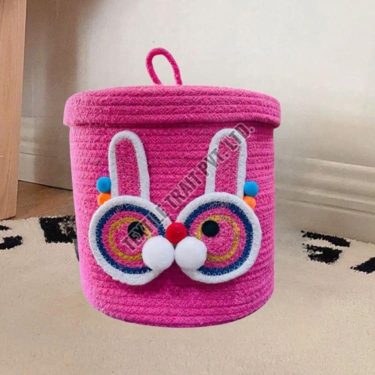 Pink Jute Bunny Basket