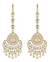 Gold Plated Baby Pink Maang Tikka