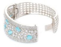 White Rhodium Plated Aquamarine Bracelet