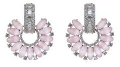 White Rhodium Plated Baby Pink Earrings