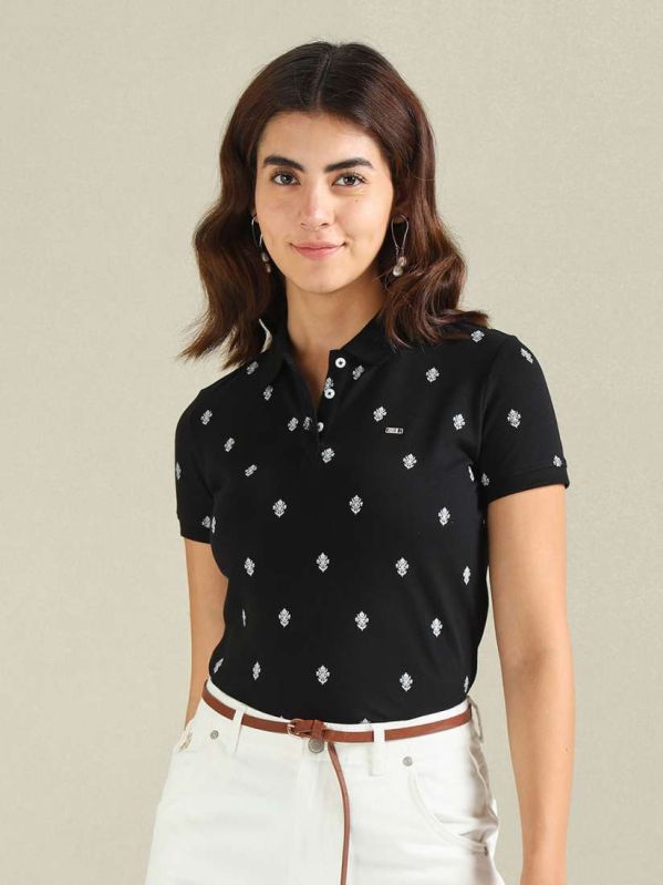 Ladies Printed Polo T Shirt