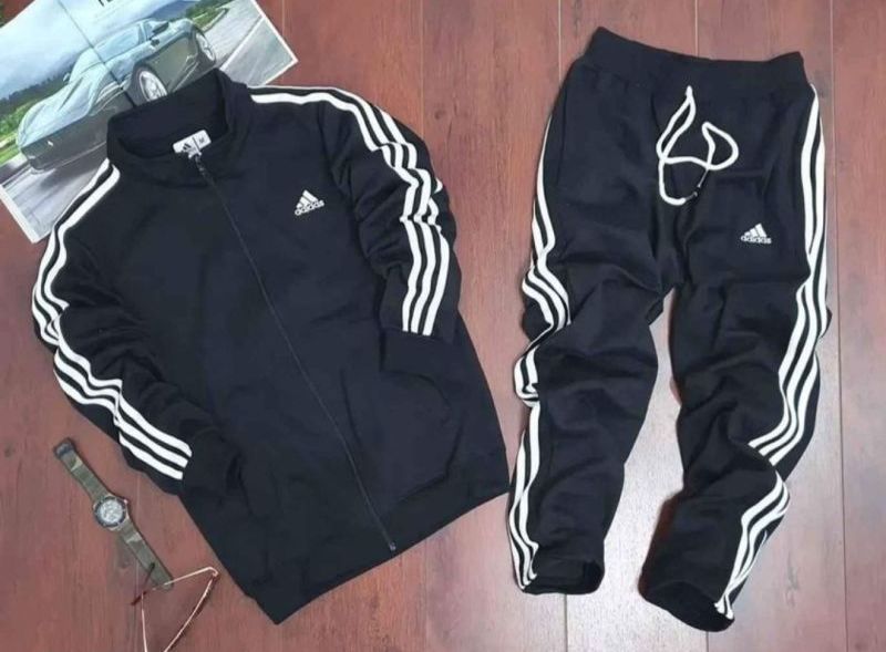 Mens Black Polyester Tracksuit