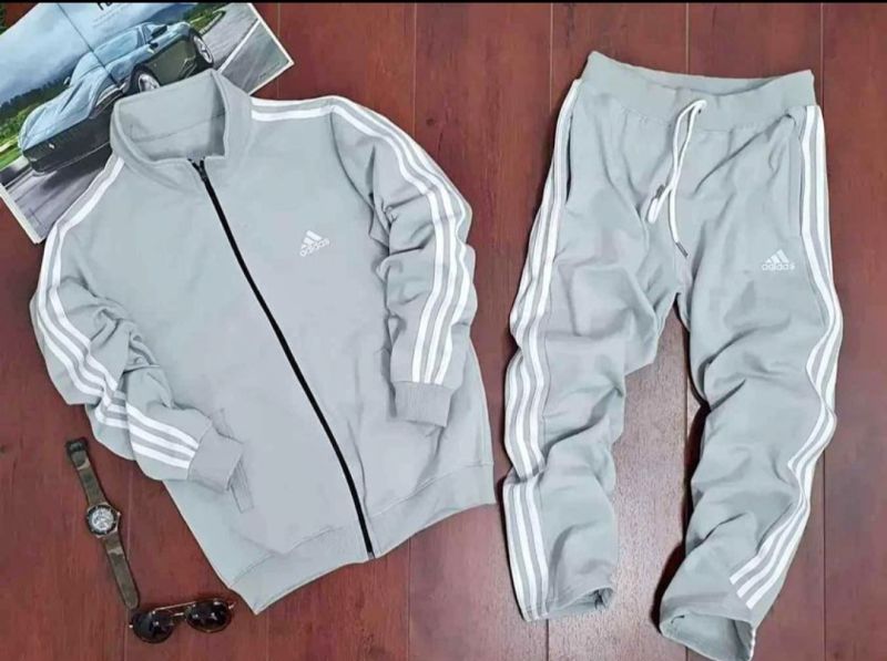 Mens Light Grey Polyester Tracksuit