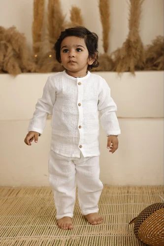 Kids White Pant & Shirt Set