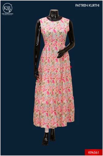 Ksr Handlooms Beautiful Floral Printed Sleeveless Cotton Kurti