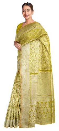 Ksr Handlooms Olive Green Muga Allover Saree