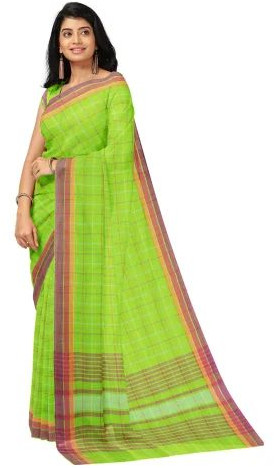 Ksr Handlooms Parrot Green Kollam Cotton Saree