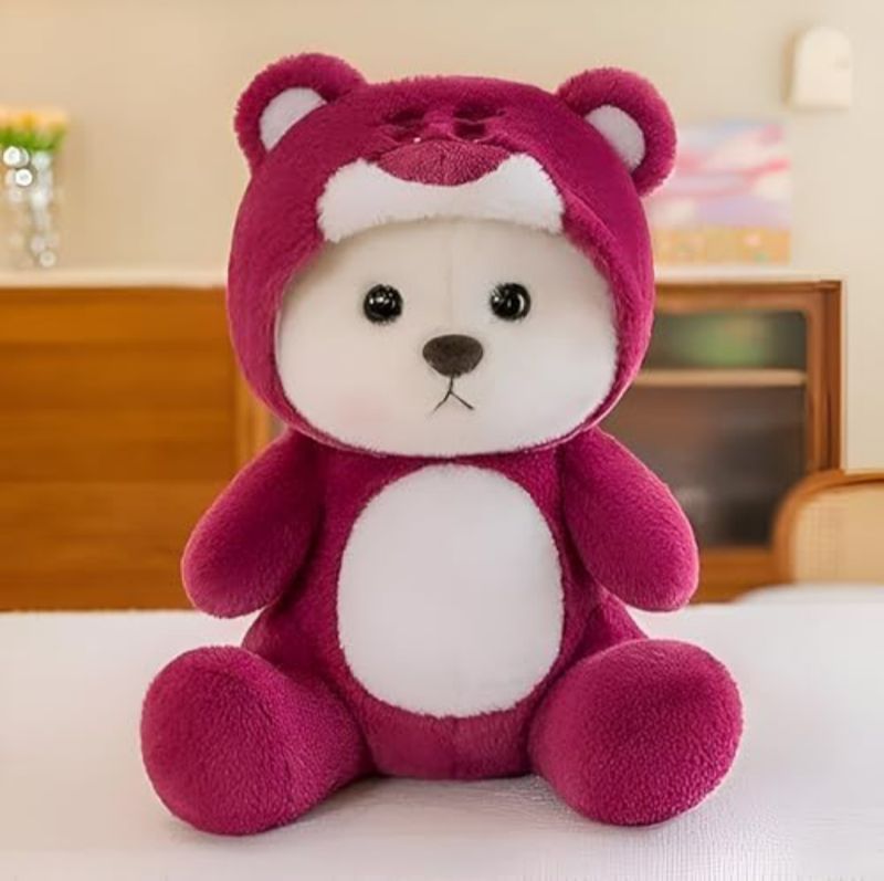 Dark Pink Hoodie Bear Plush Soft Toy