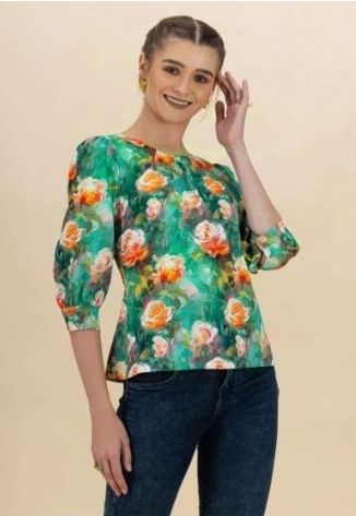 Ladies Casual Floral Print Top