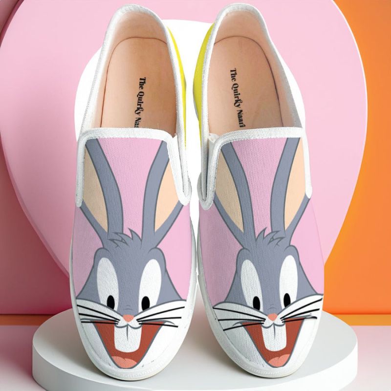 Bugs Bunny Print Girls Slip On Shoes