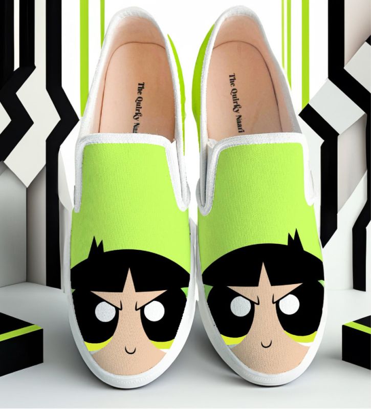 Buttercup Powerpuff Girl Print Girls Slip On Shoes