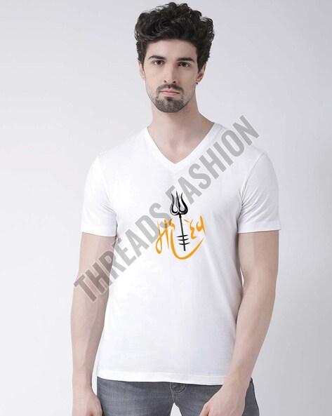 Graphic Print Mens Fit V Neck T Shirt