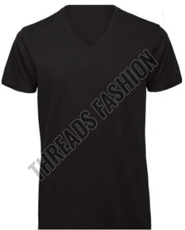 Half Sleeve Cotton Mens V Neck T Shirt