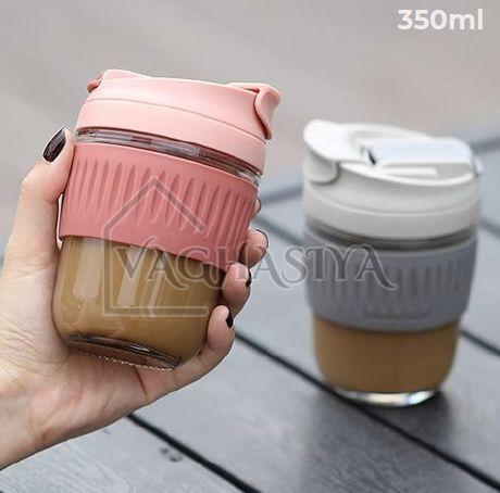 Silicone Band Glass Coffee Mug