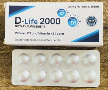 Vitamin D3 and Vitamin K2 2000mg Tablets