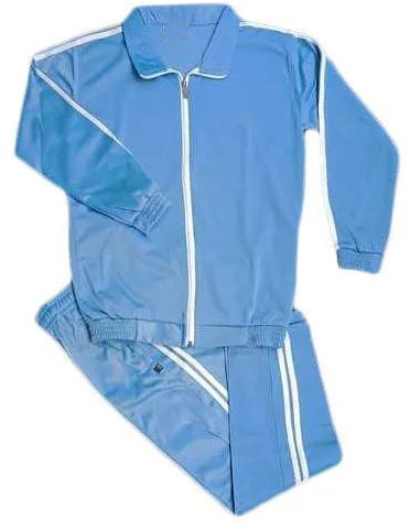 Men Plain Blue Cotton Tracksuit