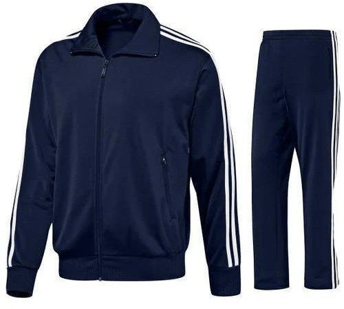 Men Navy Blue Cotton Tracksuit