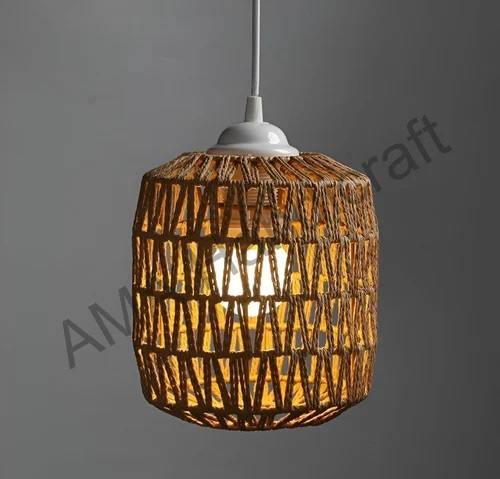 Cylindrical Jute Hanging Lamp