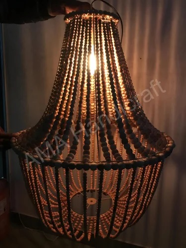 Cylindrical Wooden Bead Chandelier