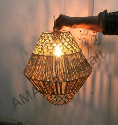 Oval Jute Hanging Lamp