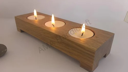 Wooden 3 Tealight Candle Holder