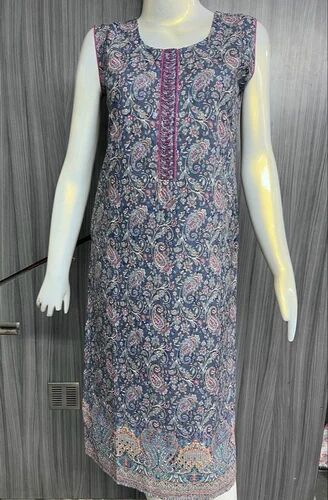 Chikan Work Flower Printed Kurti