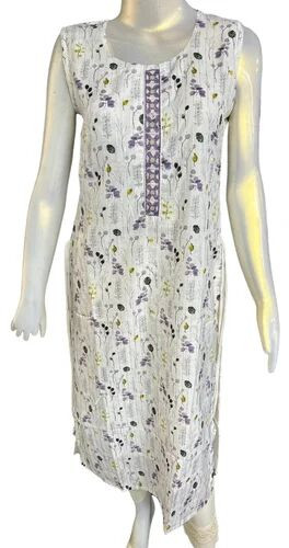 Silver Party Wear Rayon Printed Kurti