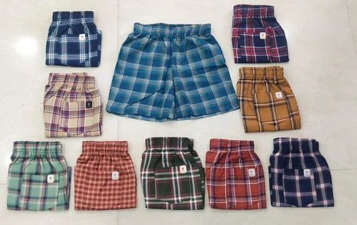 Boys Check Print Cotton Shorts