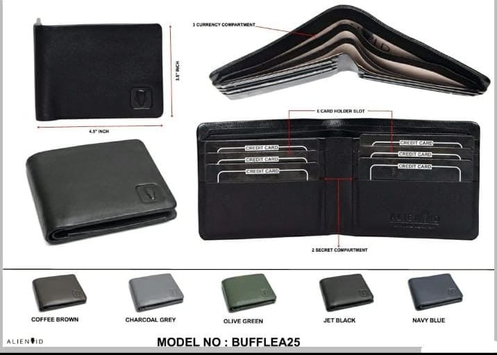 BUFFLEA25 Mens pure Leather Wallet