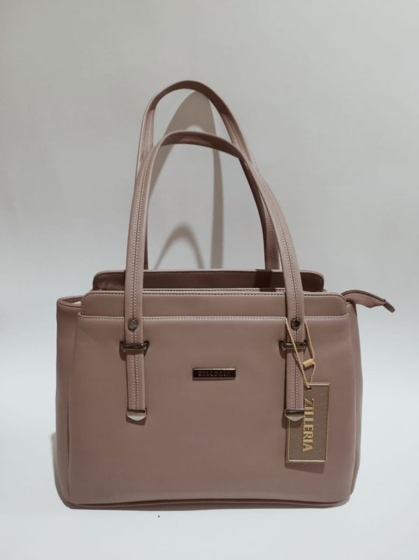 Ladies Beige PU Leather Handbag