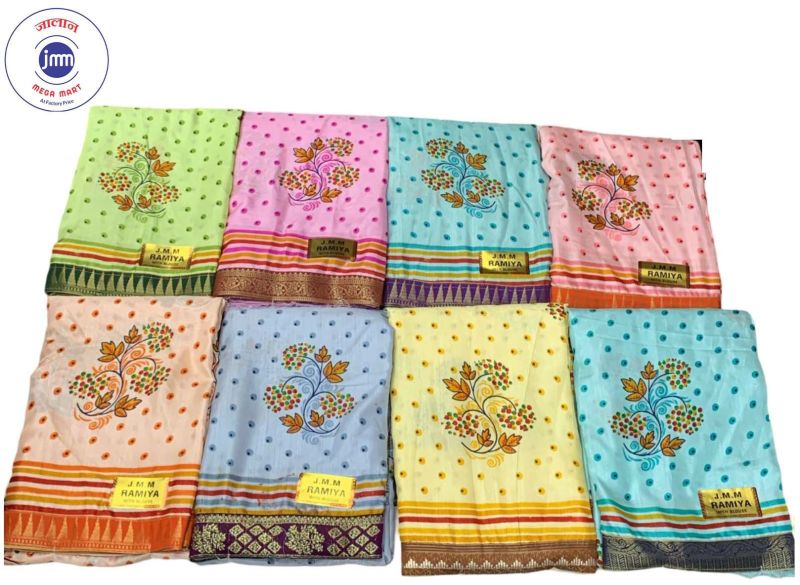 Ladies Pure Ramya Contrast Box Print Saree