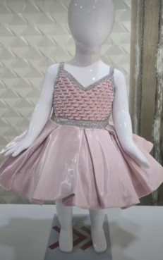 Girls Baby Pink Party Wear Frock