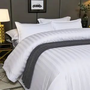 Luxury Cotton White Stripe Duvet Cover