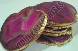 Pink Agate Coaster Set