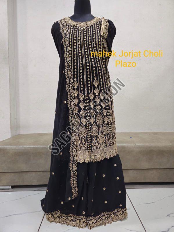 Ladies Black Sharara Suit with Dupatta