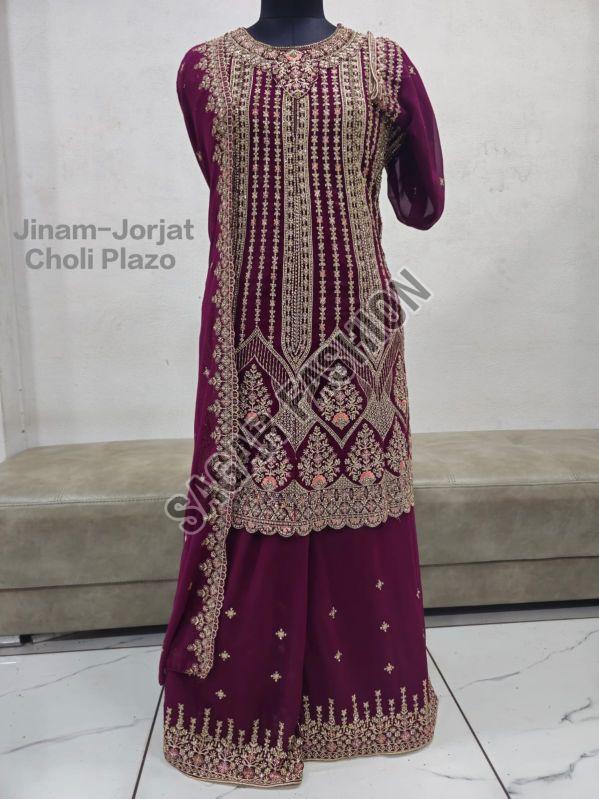 Ladies Boat Neck Sharara Suit with Dupatta