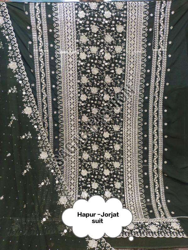 Ladies Dark Green Unstitched Sharara Suit with Dupatta