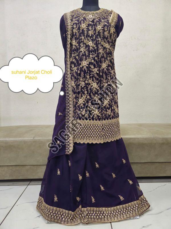 Ladies Purple Sharara Suit with Dupatta