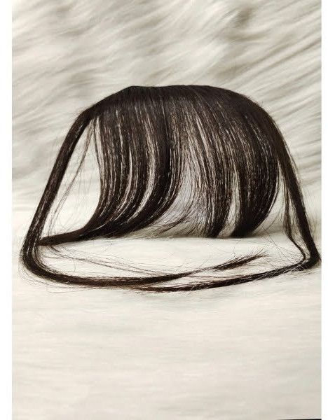 Brown Two Clip Real Hair Invisible Bangs