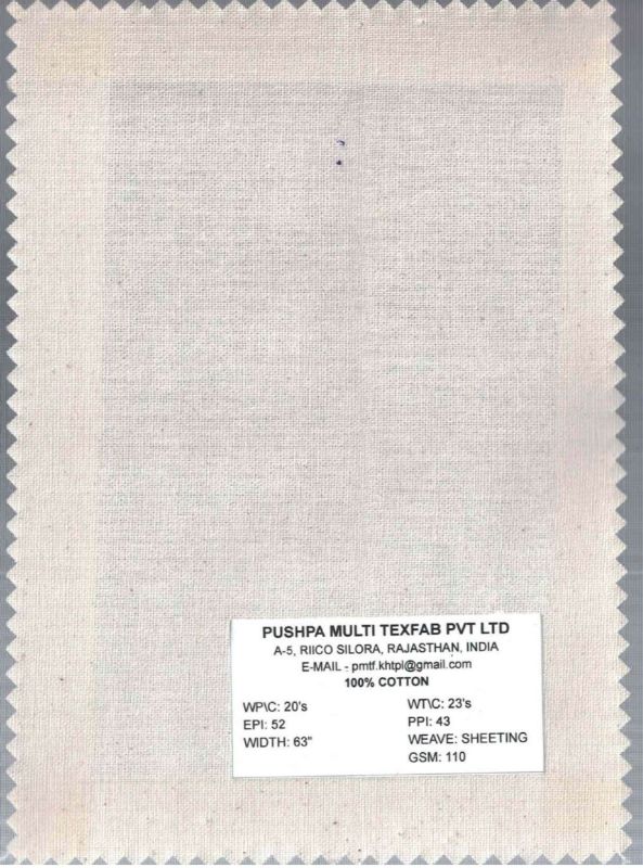 110 GSM Cotton Sheeting Fabric