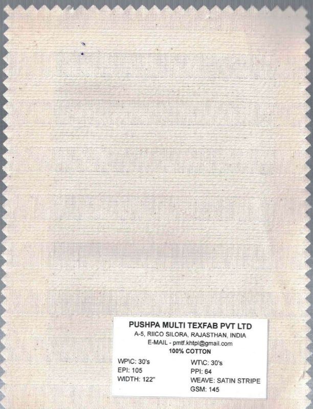 145 GSM Cotton Satin Stripe Fabric