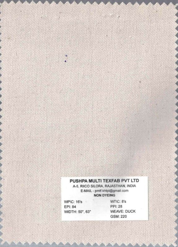 220 GSM 50 Inch to 63 Inch Cotton Duck Fabric