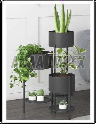 Black Vertical Stack Iron Planter Stand
