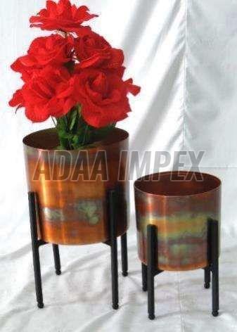 Copper Bronze Duo Cylindrical Iron Planter Stand