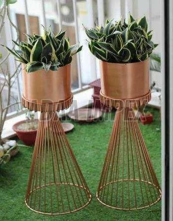 Copper Cone Wireframe Iron Planter Stand