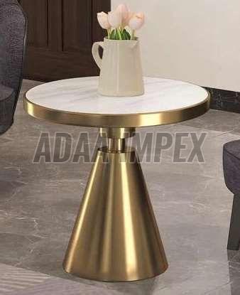 Golden Conical Base White Top Side Table